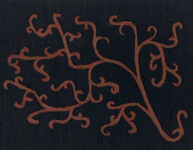 curlique red curled branch design on black background
